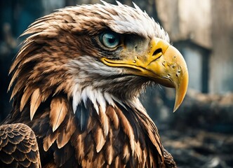 Obraz premium Portrait of a beautiful eagle. Generative AI