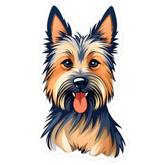 cartoon australian silky dog puppy breed, vector illustration, logo icon tattoo, head / face art, isolated on white background, transparent PNG - obrazy, fototapety, plakaty