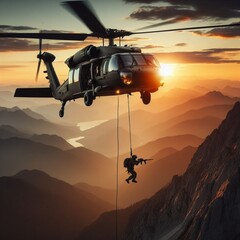 helicopter in the mountains