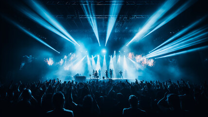 Fototapeta na wymiar Rock concert stage with colorful illumination