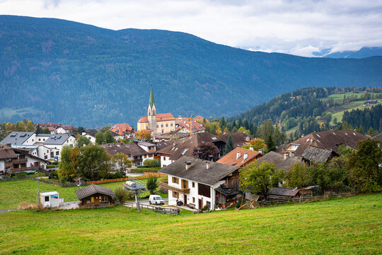 Scenic view of the village of Terenten (Italian: Terento) in Puster Valley of South-Tyrol, Italy.