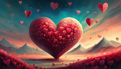 valentine s day background in minimalism style hearts background place to insert text - obrazy, fototapety, plakaty