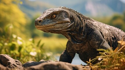 Fototapeta premium Dragon Comodo in the forest 