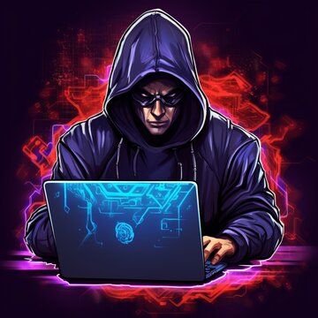 Character male moral hacker laptop dark beautiful image Ai generated art