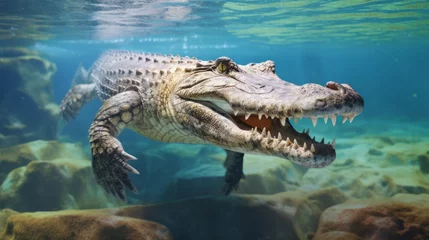 Fotobehang crocodile in the water © Hussam
