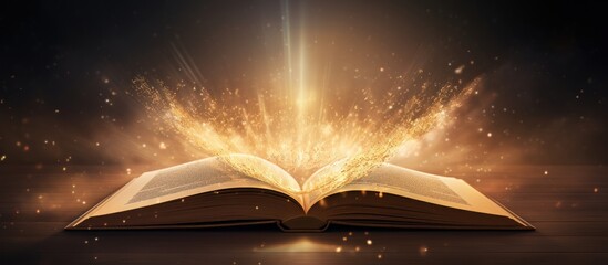 An open book radiates a magical light