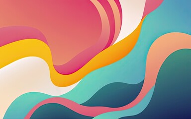 Abstract background with Liquid wave style, combine Pink-Blue-White-Yellow Gradient Color, Illustration