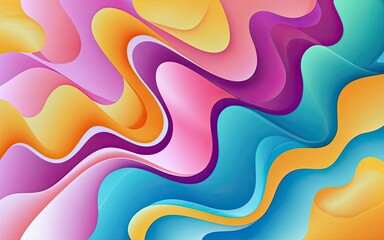 Abstract background with Liquid wave style, combine Pink-Blue-White-Yellow Gradient Color, Illustration