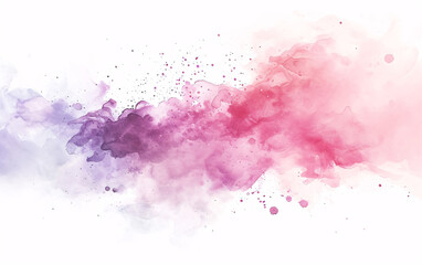 watercolor splashes forming a pink, purple, magenta and yellow shape on a white background for creative design projects - obrazy, fototapety, plakaty