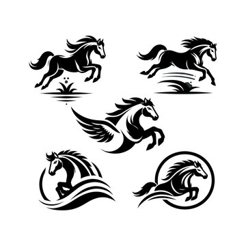 set of horse logo vector illustration