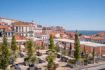Beautiful Portas do sol viewpoint  and architecture in Lisbon's old city.