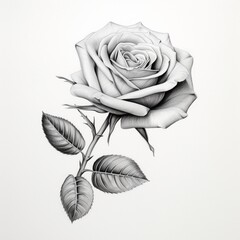 Pencil sketch nice rose flower drawing image Generative AI