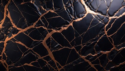 Black marble block texture with copper pattern 