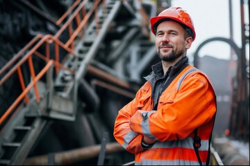 Portrait of Professional Heavy Industry Engineer Worker