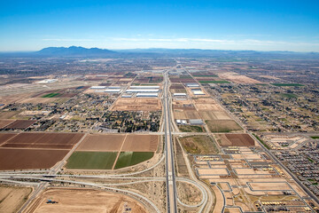 Growth along the 303 freeway viewed north to south a little west of Phoenix, Arizona