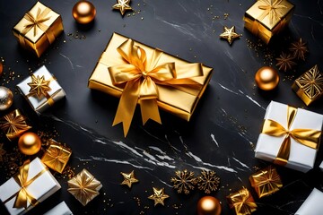 gift box with gold ribbon,