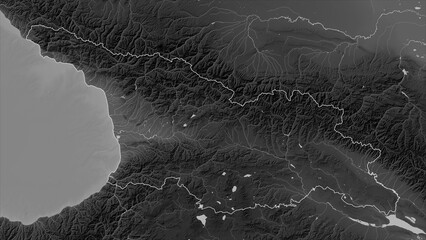 Georgia outlined. Grayscale elevation map