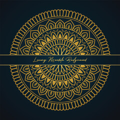 Ornate Golden Luxury Mandala Bliss with Heavenly Background