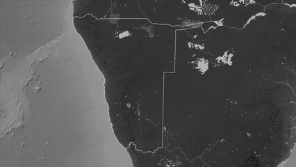 Namibia outlined. Grayscale elevation map © zelwanka