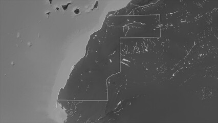 Western Sahara outlined. Grayscale elevation map © zelwanka