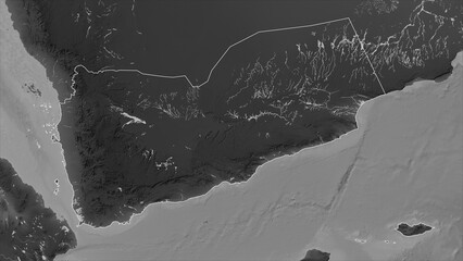 Yemen outlined. Grayscale elevation map © zelwanka