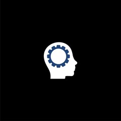  Gears in bald head icon vector illustration isolated on black background