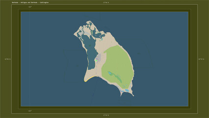 Barbuda - Antigua and Barbuda composition. OSM Topographic standard style map