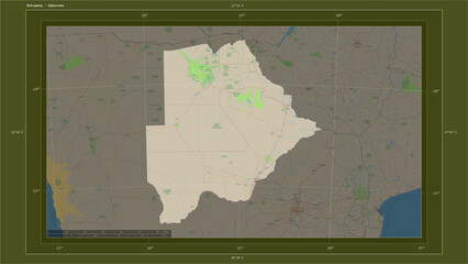 Botswana composition. OSM Topographic standard style map