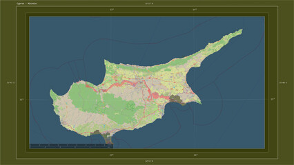 Cyprus composition. OSM Topographic standard style map