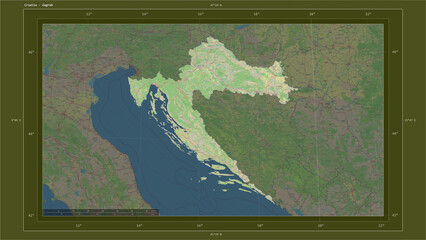 Croatia composition. OSM Topographic standard style map