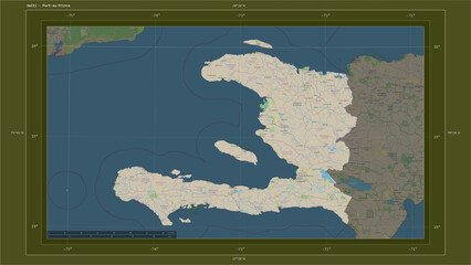 Haiti composition. OSM Topographic standard style map