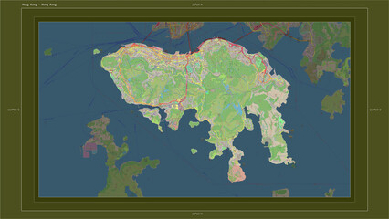 Hong Kong composition. OSM Topographic standard style map