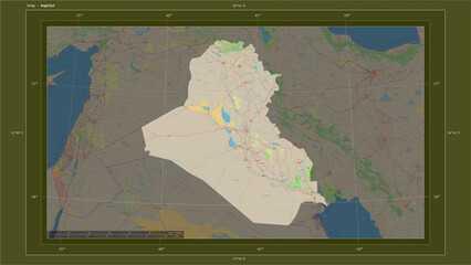 Iraq composition. OSM Topographic standard style map