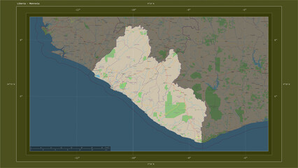 Liberia composition. OSM Topographic standard style map
