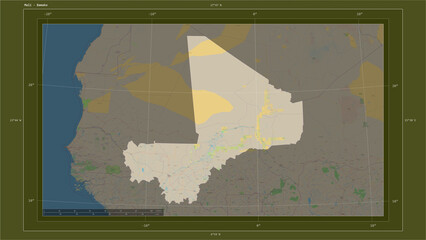 Mali composition. OSM Topographic standard style map