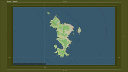 Mayotte composition. OSM Topographic standard style map