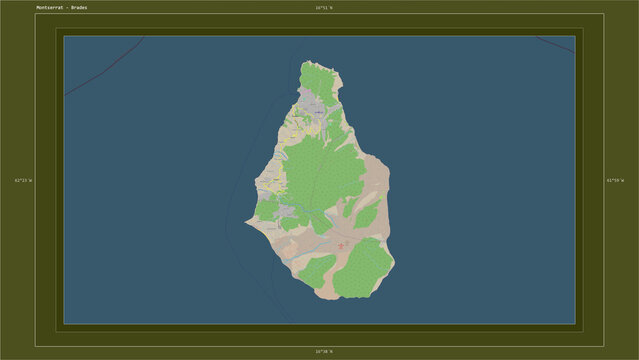 Montserrat composition. OSM Topographic standard style map