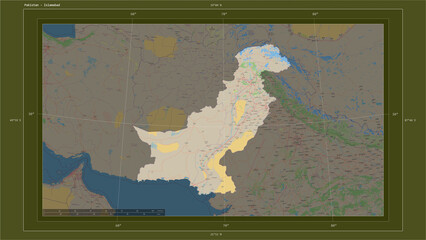 Pakistan composition. OSM Topographic standard style map