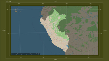Peru composition. OSM Topographic standard style map
