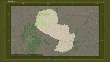 Paraguay composition. OSM Topographic standard style map