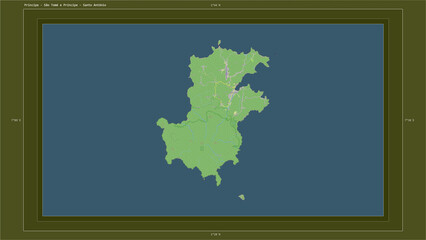 Principe - São Tomé e Príncipe composition. OSM Topographic standard style map