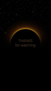 Thanks for watching video with background with sunrise, stars and planet