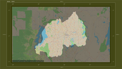 Rwanda composition. OSM Topographic standard style map