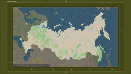 Russia composition. OSM Topographic standard style map