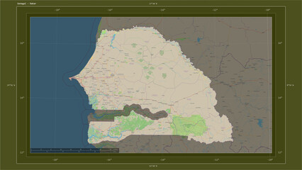 Senegal composition. OSM Topographic standard style map