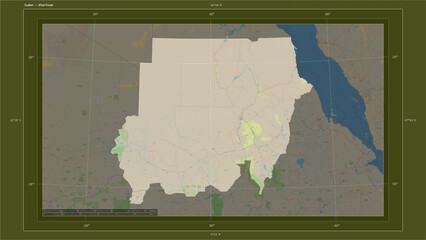 Sudan composition. OSM Topographic standard style map