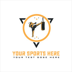 boxing sports man doing boxing illustration logo design