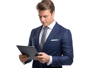 young man using tablet 
