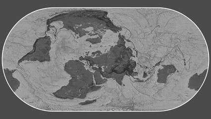 Eurasian plate - global map. Eckert III. Bilevel