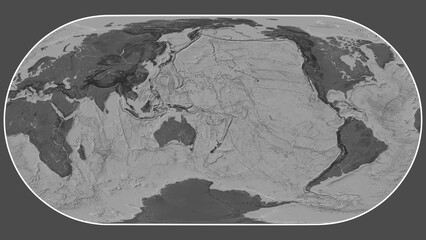 New Hebrides plate - global map. Eckert III. Bilevel